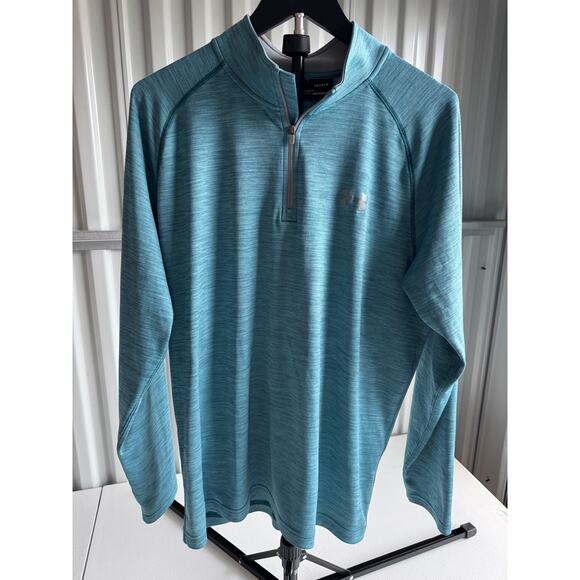 Under Armor Loose 3/4 Zip Shirt Blue EUC Heat Gear - Picture 2 of 8